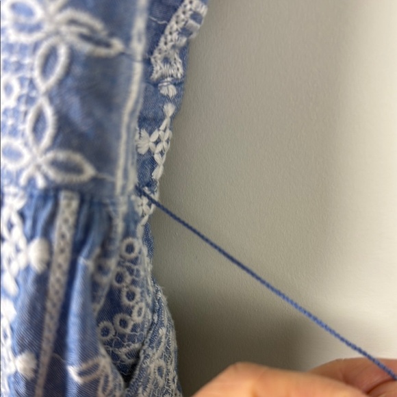 Fat Face The Serena Embroidered Blue Chambray Sleeveless Sundress Size Small - Picture 5 of 14